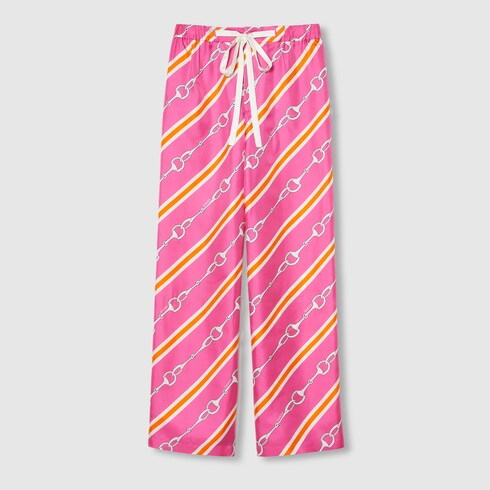 Gucci Horsebit stripe print silk pant