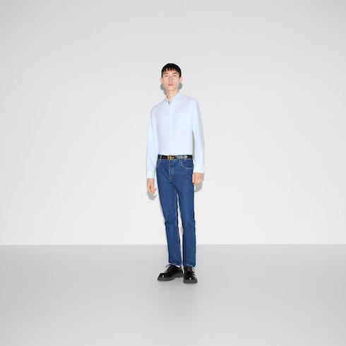 Camicia in popeline di cotone a righe