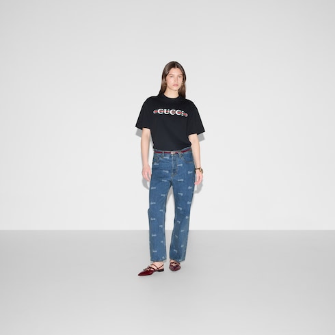 T-shirt in jersey di cotone stampato