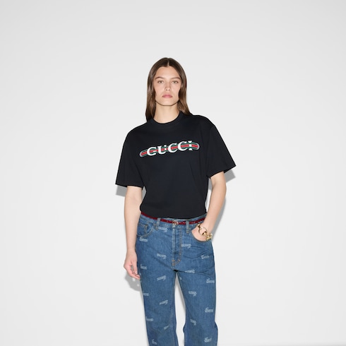 T-shirt in jersey di cotone stampato