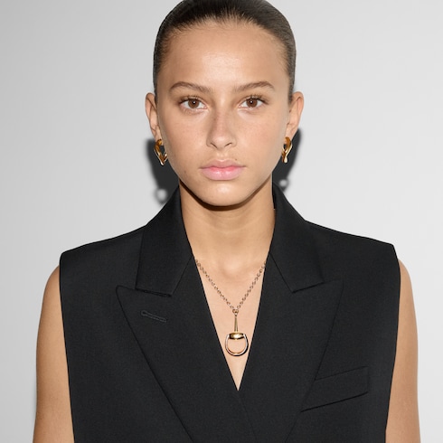 Long collier chaîne avec détail Mors 18 carats
