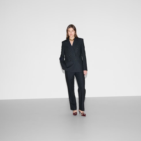 Chaqueta de lana con GG y dos hileras de botones