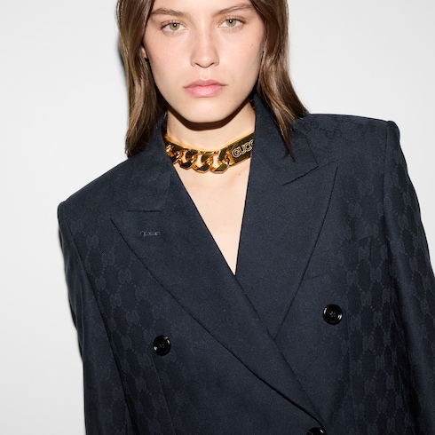 Chaqueta de lana con GG y dos hileras de botones