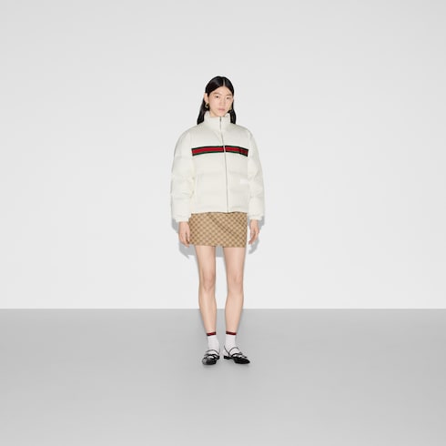 Polyester twill bomber jacket in White Ready-to-wear | GUCCI® SI Polyester twill bomber jacket in White Ready-to-wear | GUCCI® SI