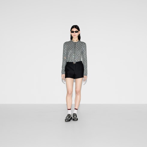 Wool cardigan with crystal embroidery