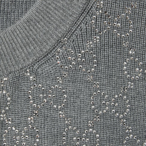 Wool cardigan with crystal embroidery