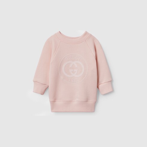 Baby sweatshirt with Interlocking G in light pink | GUCCI® US Baby sweatshirt with Interlocking G in light pink | GUCCI® US