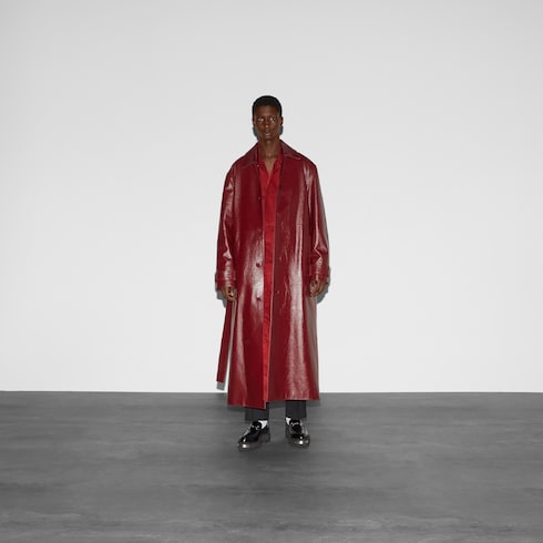 Red gucci trench coat on sale