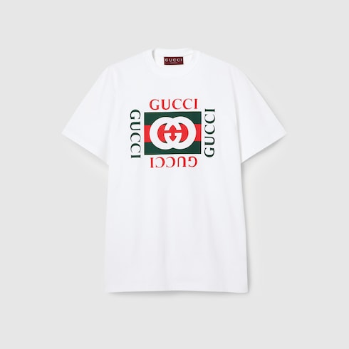 Футболка из хлопкового джерси с принтом в виде надписи «Gucci»