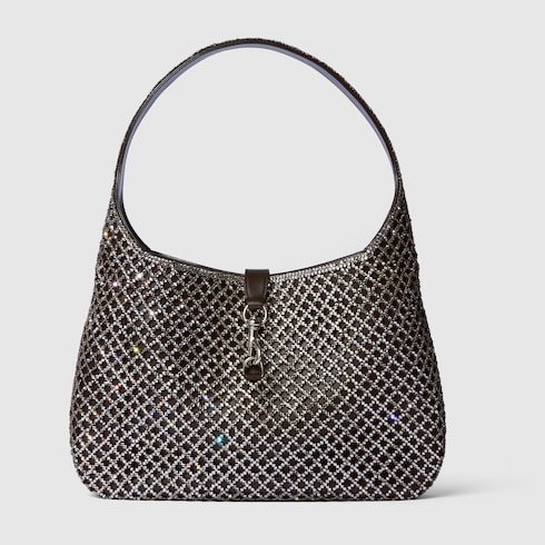 Gucci Jackie large shoulder bag in brown leather and crystals | GUCCI® TR