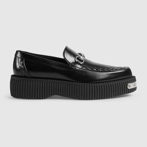 Men s Gucci Horsebit creeper loafer in black leather GUCCI SG