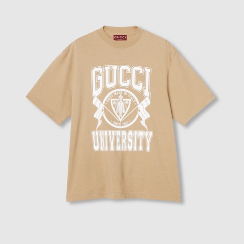 Cotton jersey printed T shirt in beige GUCCI Canada