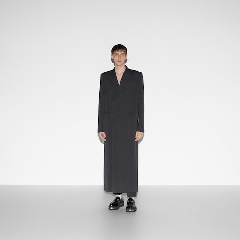 Mantel aus Wolle mit „Ancora“-Stickerei in dunkelgrau | GUCCI® DE