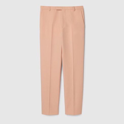 パンツ GUCCI LIGHT PINK WOOL TROUSERS Heavy wool pant with embroidery in light pink | GUCCI® TH
