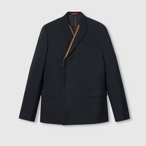 Fitted wool jacket in dark blue GUCCI IE