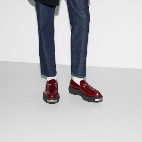 Men's Gucci Horsebit creeper loafer in Red Leather | GUCCI® SI