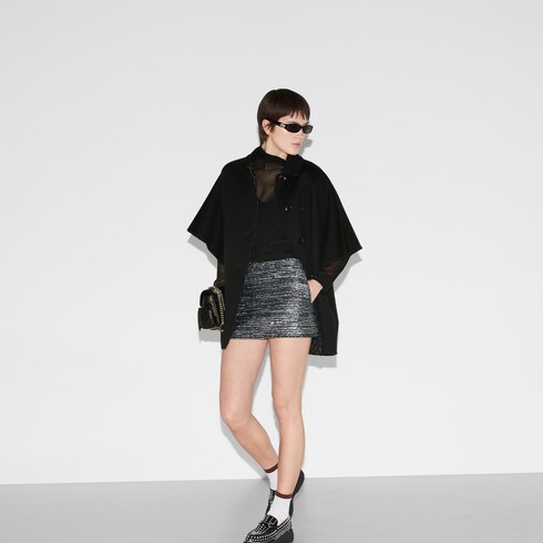 Striped tweed lamé skirt in Black Ready-to-wear | GUCCI® SI Striped tweed lamé skirt in Black Ready-to-wear | GUCCI® SI