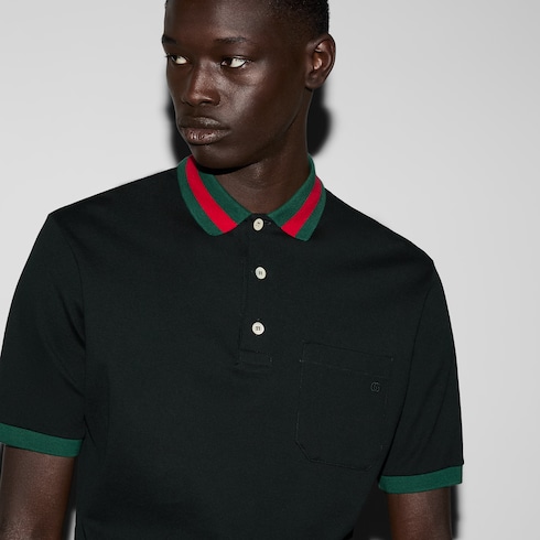 Cotton piquet polo with Web collar