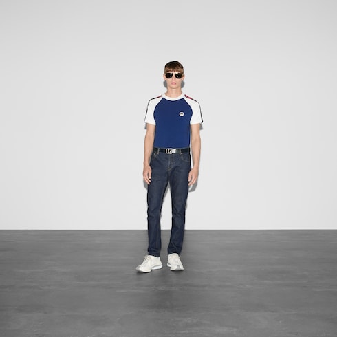 Playera de jersey de algodón con parche