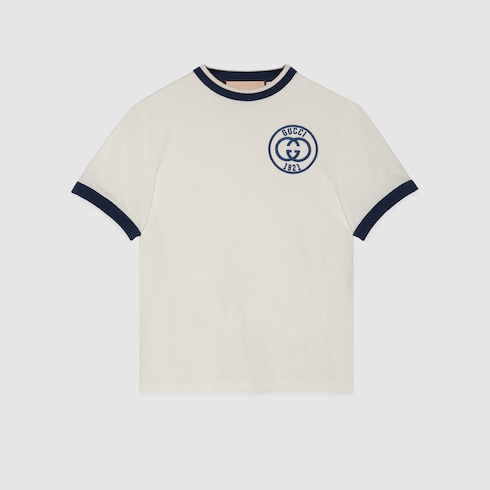 T-shirt in jersey di cotone con ricamo Gucci