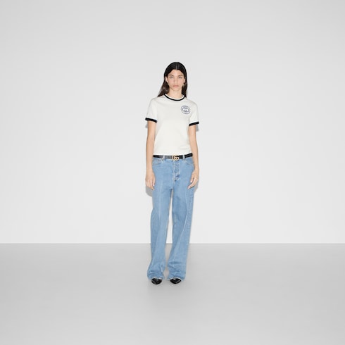 Cotton jersey T-shirt with Gucci embroidery