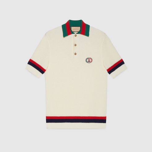 Knit cotton polo shirt with Web Detail 2