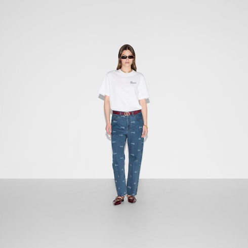 T-shirt in jersey di cotone ricamato
