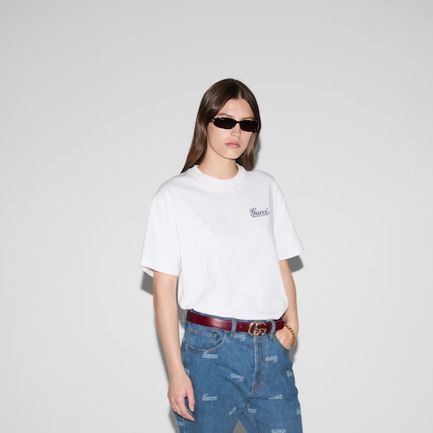 T-shirt in jersey di cotone ricamato
