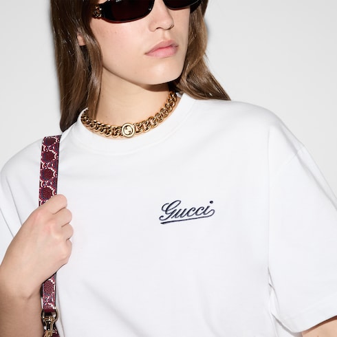 T-shirt in jersey di cotone ricamato
