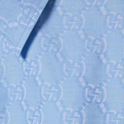 Oxford cotton shirt with GG Shadow in light blue GUCCI Canada