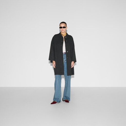 Wool blend coat in Grey Ready-to-wear | GUCCI® SI