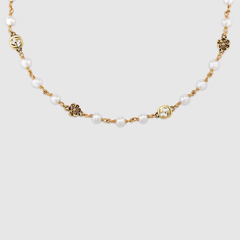 Gucci Interlocking flower pearl necklace Detail 2