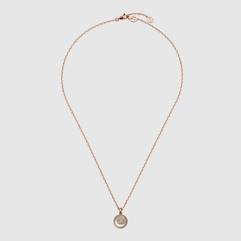 Gucci Interlocking系列18K金钻石项链