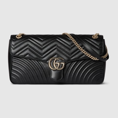 GG Marmont large shoulder bag in black GUCCI LU