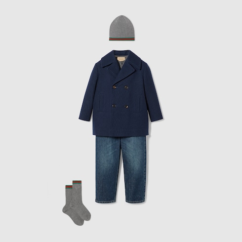 Kindermantel aus Wolle mit Web