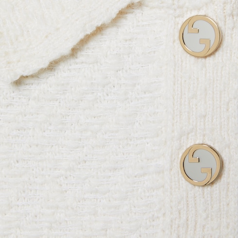 Wool bouclé polo dress in ivory | GUCCI® US