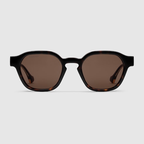 Oval frame sunglasses in dark tortoiseshell GUCCI AE