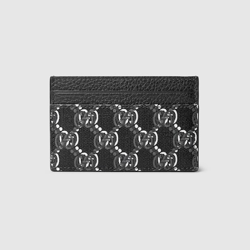 GUCCI Canvas Monogram Credit outlet Card and Business Card Wallet with Leather Trim