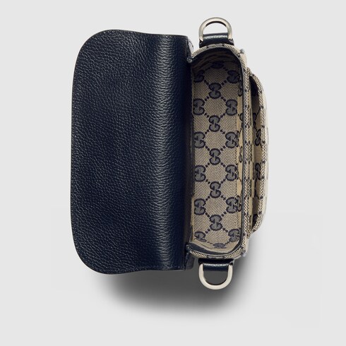 Bi-color GG super mini bag in beige and blue GG canvas