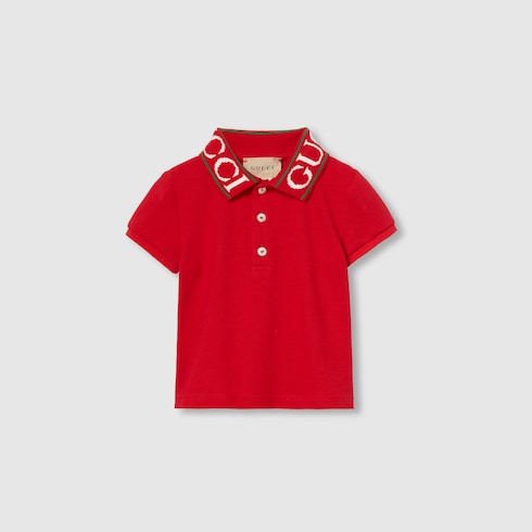 Baby Poloshirt aus Baumwolle mit Gucci in rot GUCCI DE