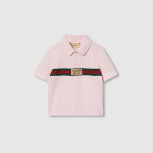 Baby Poloshirt aus Baumwolle mit Web in hellrosa GUCCI DE