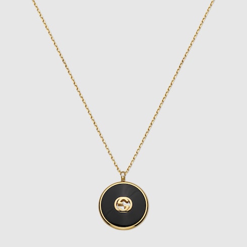 Collana a catena lunga Gucci Interlocking oro 18k