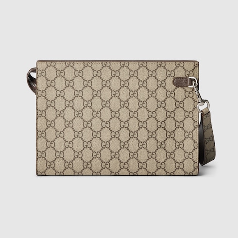 Cartera de mano con ribete marrón mediana