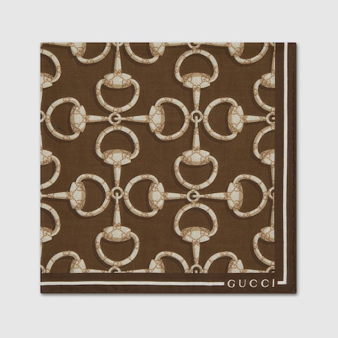 Horsebit print cotton pocket square