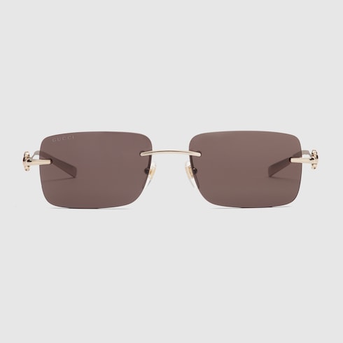 Rectangular frame sunglasses in gold GUCCI AE