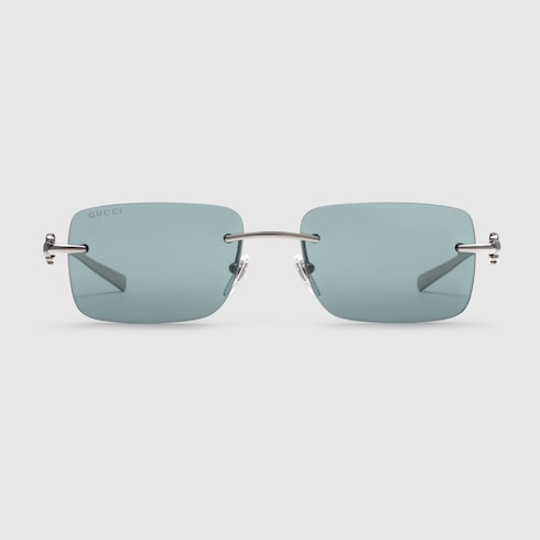 Rectangular frame sunglasses in silver GUCCI UK