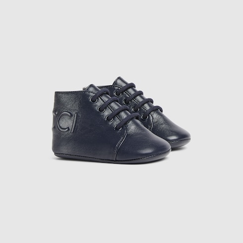 Babystiefel aus Leder mit Gucci Logo