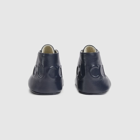 Babystiefel aus Leder mit Gucci Logo