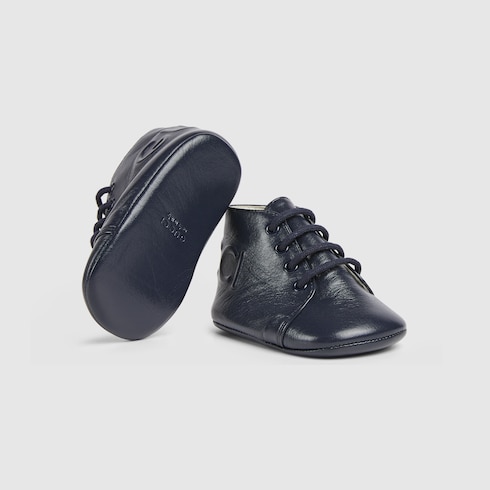 Babystiefel aus Leder mit Gucci Logo