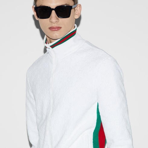 GG terry cloth zip jacket with Web Detail 5